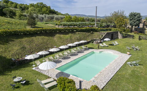 Podere Marcigliana - Radicondoli: Nuage, Plante, L'Eau, Ciel, Piscine, Arbre, Herbe, Mobilier De Jardin, Design Urbain, Paysage