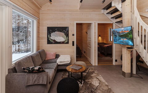 Mäkitie 4: Bois, Domicile, Design Intérieur, Sol, Sol, Chalet, Pièce, Salon, Cabane En Rondins, Dur