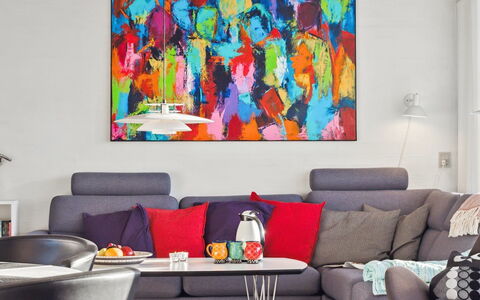 Leny - 900M from the Sea: Rouge, Salon, Canapé, Art, Meubles, Design Intérieur, Throw Pillow, Arts Visuels, Art Moderne