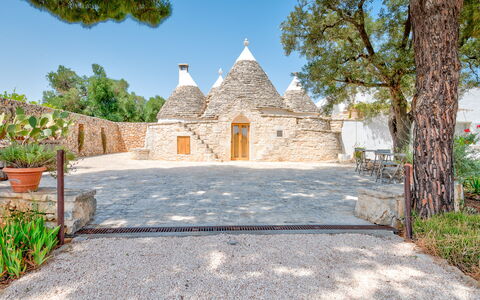 Villa Del Capitolo Con Trullo: Ciel, Plante, Pot De Fleur, Arbre, Surface De La Route, Porte, Zone Rurale, Paysage, Herbe, Façade