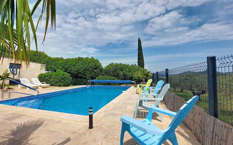 Les Lauriers Blancs: Piscine, Bleu, Mobilier De Jardin, Meubles, Recours, Loisir, Composite, Ombre, Balancelle, Aménagement Paysager