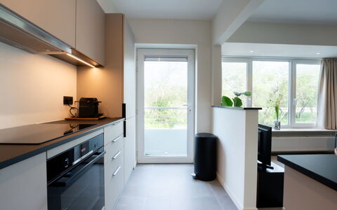 'T Zout with Balcony: Bâtiment, Cabinetry, Fenêtre, Plante, Plante D'Appartement, Bois, Éclairage, Cuisinière, Design Intérieur, Comptoir