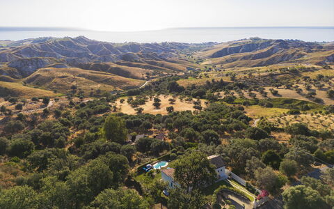 Villa Acquaro, Santa Caterina Dello Ionio, Pool, A: Paysage, Zone Rurale, Biens, Chaparral, Photographie Aérienne, Village De Montagne