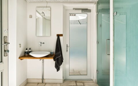 Magh - 400M from the Sea: Lavabo, Design Intérieur, Mur, Luminaire Plomberie, Sol, Évier, Sol, Bois, Plafond, Salle De Bains