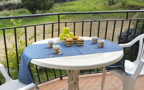 Sarnella: Table, Plante, Vaisselle, Meubles, Vert, Tableau De Plein Air, Mobilier De Jardin, Chaise, Arbre, Clôture