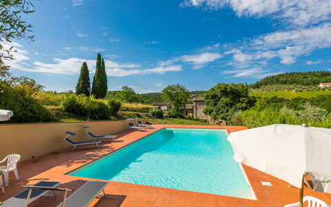 Castellina in Chianti 647: Nuage, Ciel, L'Eau, Propriété, Piscine, Plante, Bleu Azur, Arbre, Plan D'Eau, Bâtiment