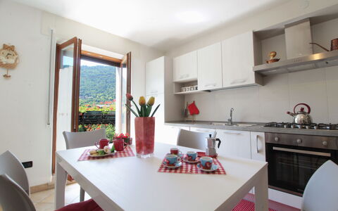 Apartment With Garden, Del Corlo Lake, Belluno: Table, Cabinetry, Propriété, Meubles, Comptoir, Plante, Cuisine, Design Intérieur, Cuisinière, Sol