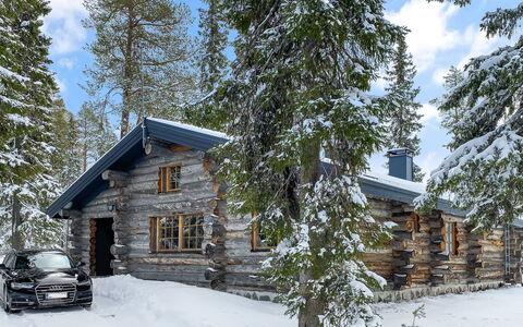 Kuusi-Ruka 6: Bois, Neige, Chalet, L'Hiver, Toit, Domicile, Gelé, Cabane En Rondins, Siding, Pente