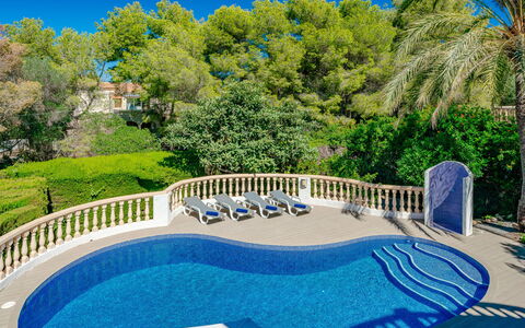 La Selva: Ciel, Plante, L'Eau, Propriété, Arbre, Bleu Azur, La Nature, Bleu, Piscine, Clôture