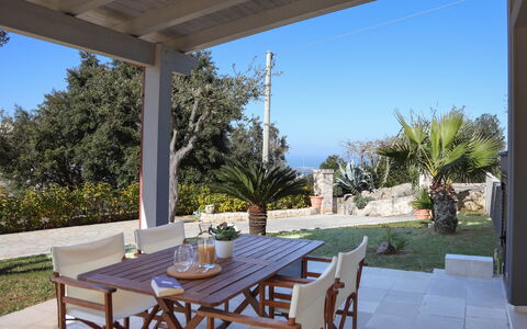 Villa Don Sante In Locorotondo Puglia: Plante, Table, Meubles, Propriété, Ciel, Chaise, Bleu Azur, Ombre, Éclairage, Arbre