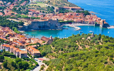 Collioure 150: Ciel, Plante, Bâtiment, Fenêtre, Surface De La Route, Ombre, Arbre, Asphalte, Lot Terre, Maison