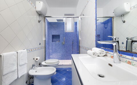 Villa Flora: Bleu, Luminaire Plomberie, Sol, Design Intérieur, Sol, Salle De Bains, Évier, Robinet, Plomberie, Pièce