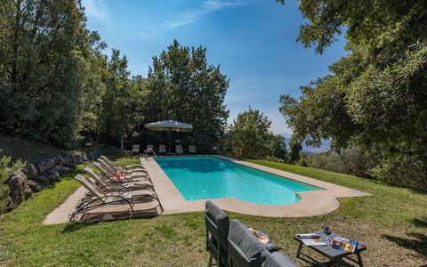Villa Linchiano: Bleu, Piscine, Arbre, Ombre, Jardin, Aménagement Paysager, Mobilier De Jardin, Eco Hôtel, À Feuilles Persistantes