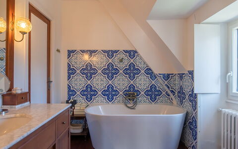Maison Duquesne: Bleu, Sol, Luminaire Plomberie, Design Intérieur, Sol, Salle De Bains, Robinet, Plomberie, Tuile, Plafond