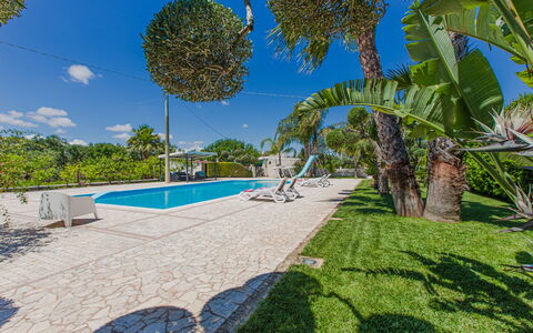 Trullo Poggio Con Piscina: Bleu, Arbre, Ombre, Recours, Piscine, Aménagement Paysager, Eco Hôtel, Biens, Hacienda