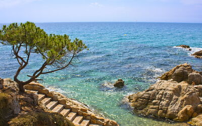 Playa de Aro 211: Bleu, L'Eau, Plan D'Eau, Côte, Roche, Cotiers Et Relief Océaniques, Mer, Été, Paysage, Rive
