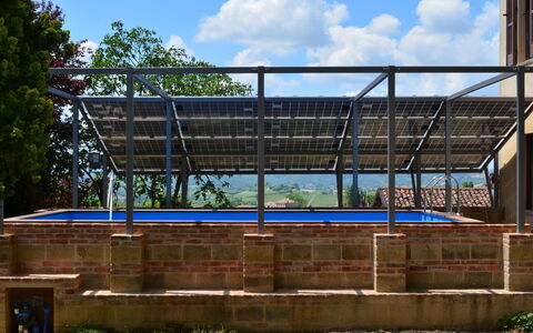 Relais San Desiderio: Piscine, Composite, Métal, Ombre, Daylighting, Faisceau, Conception, Acier, Structure En Plein Air