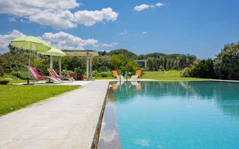 Villa Flaminia: Bleu, Piscine, Recours, Jardin, Loisir, Pelouse, Aménagement Paysager, Mobilier De Jardin, Thermes, Eco Hôtel