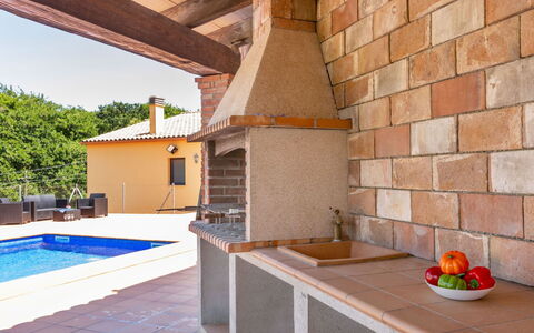 Esteva: Brique, Tuile, Brickwork, Tache De Bois, Cheminée, Ombre, Conception, Structure En Plein Air, Patio