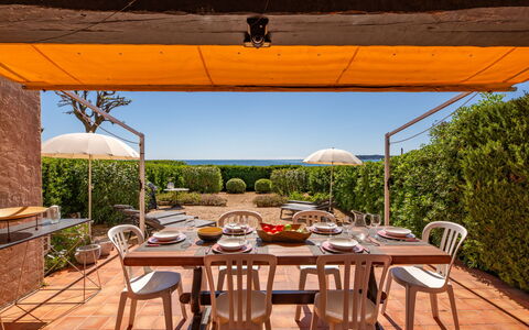 Sainte Maxime 194: Meubles, Mobilier De Jardin, Table, Tableau De Plein Air, Chaise, Table Cuisine Et Salle A Manger, Jardin, Patio, Ombre, Recours