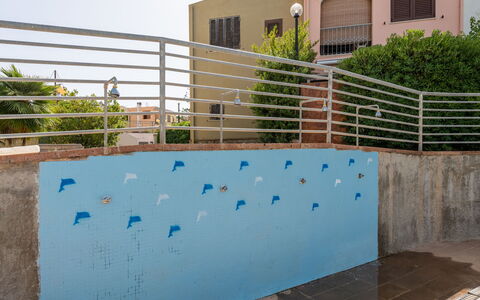 Borghi Piscina: Bleu, Composite, Béton, Balcon, Ombre, Clôture, Peindre, Balustrade, Piscine, Accueil Escrime