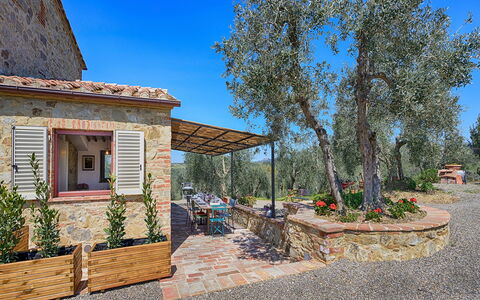 Marielena Authentic Chianti Retreat: Panoramic Vie: Chalet, Jardin, Arrière-Cour, Aménagement Paysager, Cour, Biens, Brique, Ferme, Dalle, Mur De Pierre