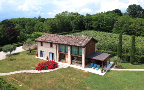 Villa Montello Pool, Jacuzzi, Ac, Wifi, Treviso: Maison, Domicile, Arbuste, Chalet, Toit, Ferme, Zone Résidentielle, Jardin, Lot Terre, Biens