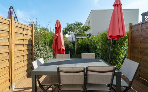 La Dune: Meubles, Bois, Mobilier De Jardin, Table, Chaise, Tableau De Plein Air, Plate-Forme, Dur, Tache De Bois, Jardin