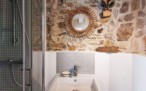 Gwenn Tiny House: Mur, Luminaire Plomberie, Design Intérieur, Sol, Salle De Bains, Sol, Éclairage, Pièce, Plafond, Miroir