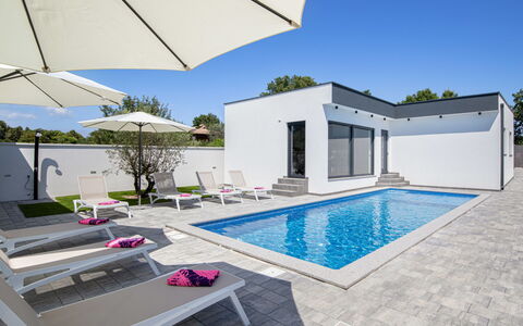 L&L: Piscine, Composite, Recours, Béton, Tuile, Conception, Mobilier De Jardin, Biens, Villa, Ombre
