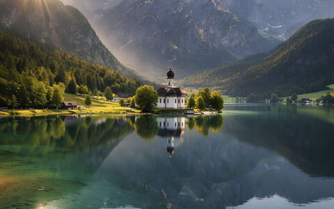 Am Obersalzberg: L'Eau, Plan D'Eau, Montagnes Relief, Paysage Naturel, Montagne, Réflexion, Colline, Cours D'Eau, Banque, Chaîne De Montagnes