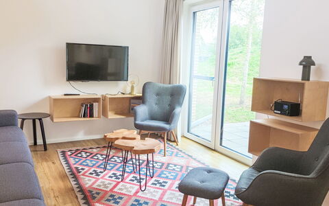 Dünenblick 165 (Seenähe): Meubles, Design Intérieur, Sol, Sol, Bois, Chaise, Pièce, Salon, Table, Parquet