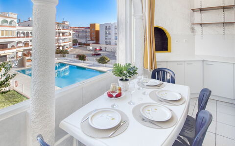Las Chabolas: Meubles, Chaise, Table, Table Cuisine Et Salle A Manger, Sol, Sol, Mer, Balcon, Recours, Mobilier De Jardin