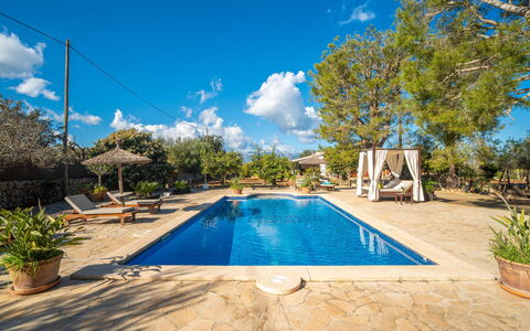 Son Mulet: Bleu, Piscine, Recours, Ombre, Biens, Eco Hôtel, Loisir, Hacienda, Mobilier De Jardin, Parapluie