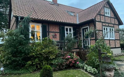 Haus Elbrose Inmitten von Rosen mit Elbdeichzugang