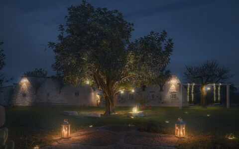 Trulli Experience, Pool, Monopoli: Branche, Nuit, Jardin, Brindille, Éclairage Paysager, Minuit, Aménagement Paysager, Pelouse, Cour, Soirée