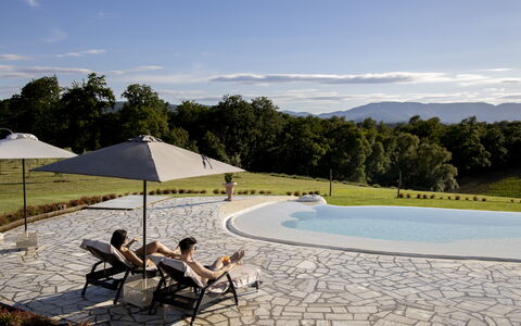 Le Tre Virtù Luxury Relais, Private Pool, Mugello: Mobilier De Jardin, Loisir, Piscine, Des Loisirs, Ombre, Parapluie, Vacances, Balancelle, Parc