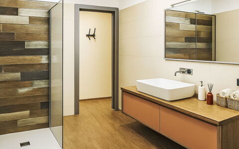 Il Tiglioré: Sol, Mur, Design Intérieur, Sol, Bois, Luminaire Plomberie, Armoire De Toilette, Salle De Bains, Plomberie, Plafond