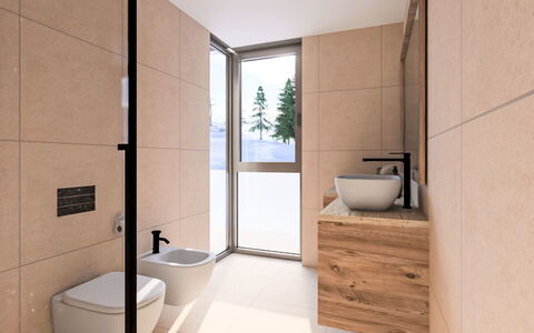 Domus Canazei: Sol, Sol, Luminaire Plomberie, Design Intérieur, Toilette, Salle De Bains, Plomberie, Évier, Pièce, Armoire De Toilette