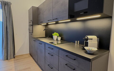 Glacier Loft Kitzsteinhorn 1: Comptoir, Cuisine, Cabinetry, Design Intérieur, Sol, Appareil De Cuisine, Principaux Appliance, Meubles, Tiroir, Électroménager