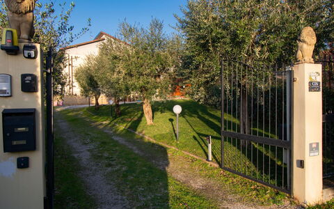 Tre Fontane: Jardin, Porte, Clôture, Cour, Pelouse, Accueil Escrime, Arrière-Cour, Aménagement Paysager