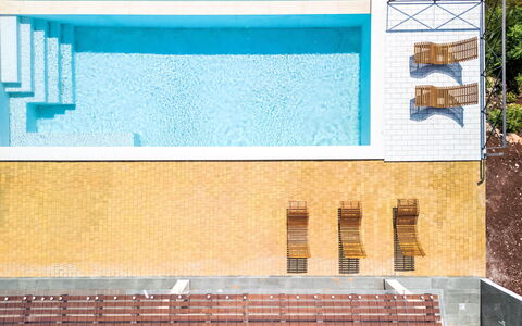 Cleope: Bleu, Piscine, Composite, Recours, Tache De Bois, Ombre, Eco Hôtel, Conception, Mobilier De Jardin, Dur