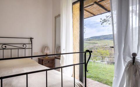 Podere le Lune with Pool, San Gimignano: Lit, Chambre, Cadre De Lit, Literie, Linge, Balcon, Clôture