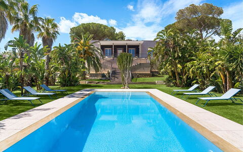Villa Rebecca: Bleu, Piscine, Recours, Eco Hôtel, Biens, Loisir, Villa, Aménagement Paysager, Hacienda, Balancelle