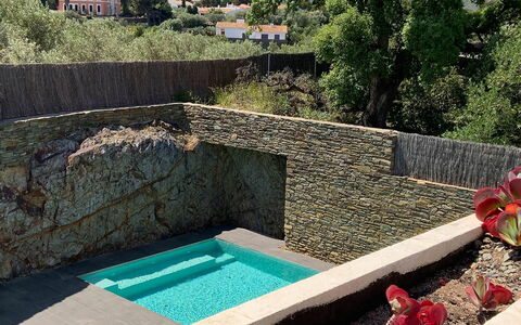 Villa Luisa: Mur De Pierre, Piscine, Caractéristique De L'Eau, Jardin, Aménagement Paysager, Arrière-Cour, Ombre, Dalle, Eco Hôtel