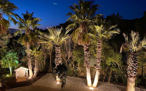 Villa Joel: Nuit, Jardin, Éclairage Paysager, Suppression Des Plantes Ligneuses, Aménagement Paysager