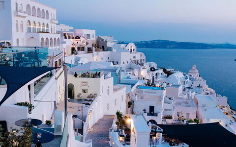 Villa Estia: Bleu, Horizon, Ville, Mer, Côte, Océan, Ville Resort, Balcon, Hôtel
