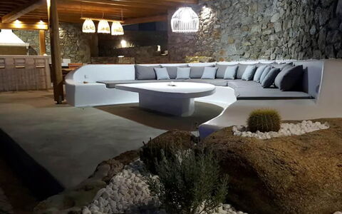 Villa Pirgi: Meubles, Mobilier De Jardin, Canapé, Ombre, Salon, Conception, Matériau Naturel, Structure En Plein Air, Patio