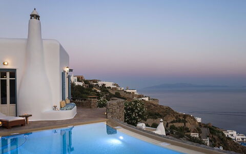 Villa Elpida: Bleu, Piscine, Recours, Hôtel, Villa, Appartement Penthouse, Salon