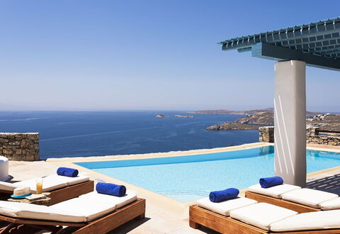 Villa Elpida: Bleu, Piscine, Recours, Mobilier De Jardin, Mer, Villa, Eco Hôtel, Balancelle, Ombre, Hôtel